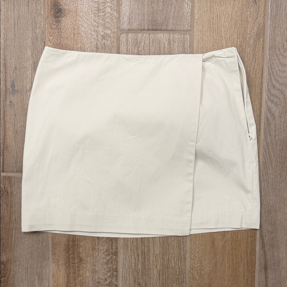 Good American Poplin Wrap Mini Skirt Size Medium